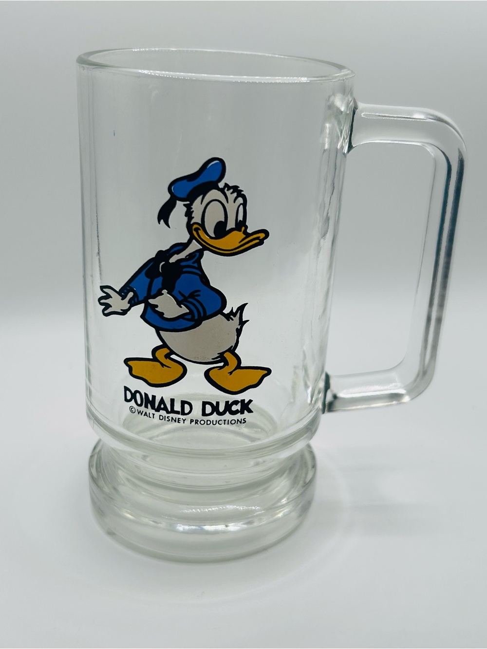 Vintage Donald Duck Glass Mug Walt Disney Productions | Retro Disney Character